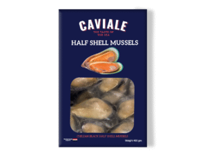 half shell mussels